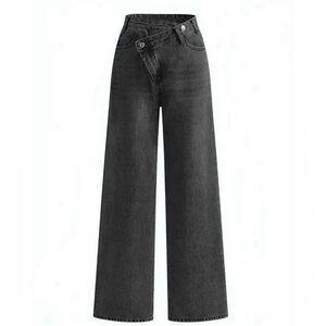 Commense Asymmetric Waist Wide-Leg Women Jeans